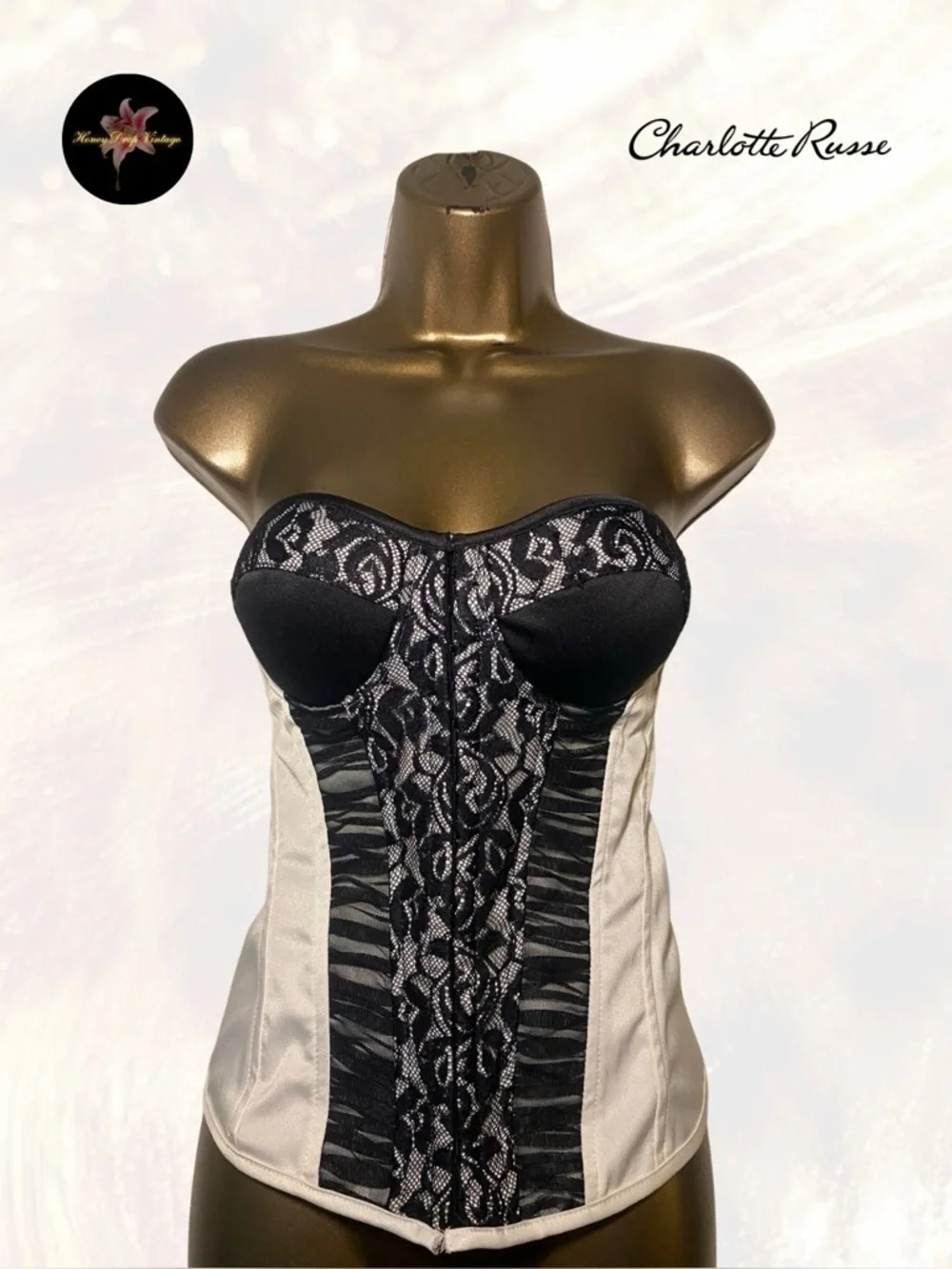 Charlotte Russe Lace Satin Corset Bustier Top - Picture 1 of 9